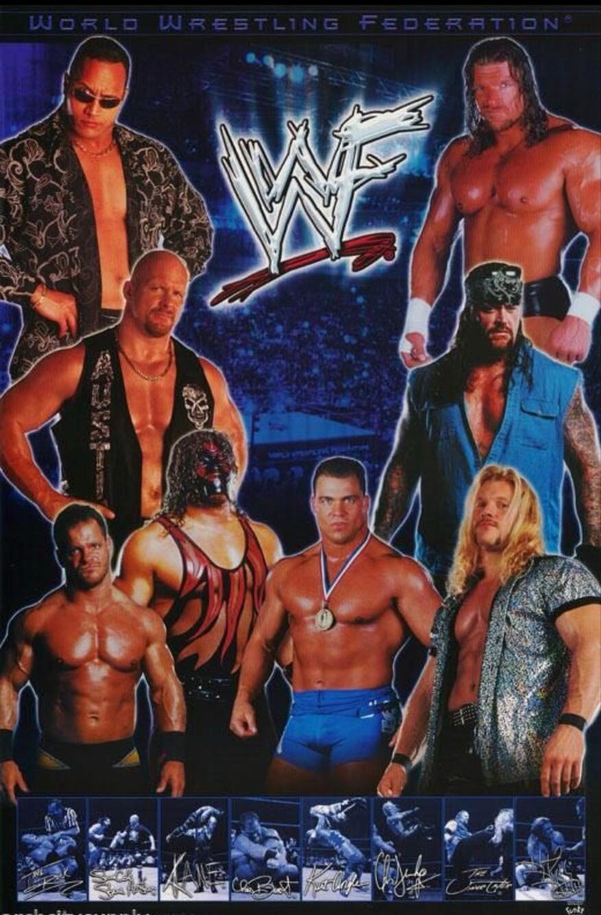 Vintage 2001 WWF Allstars Poster Funky Enterprises Sealed Stone Cold Rock